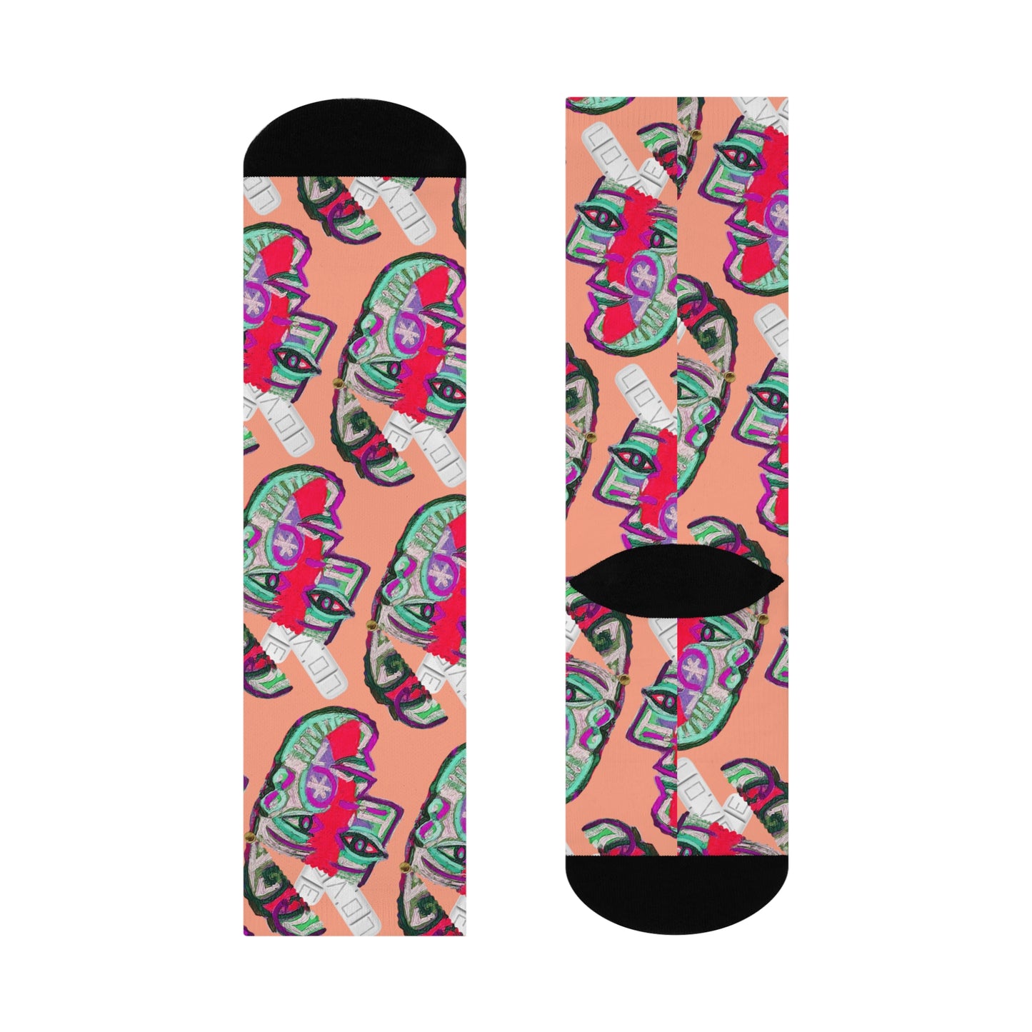 LOVE PILL Cushioned Crew Socks Peach Whip