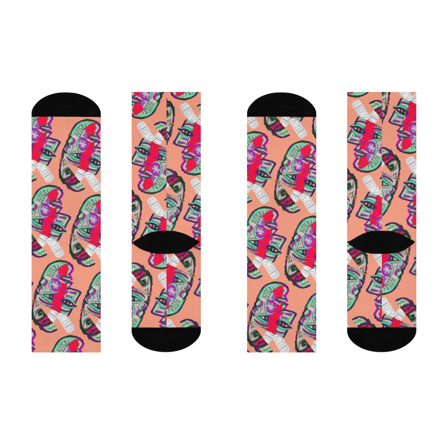 LOVE PILL Cushioned Crew Socks Peach Whip