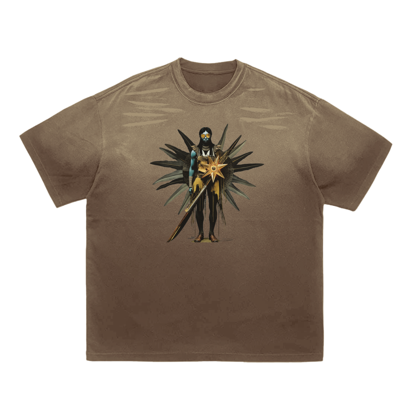 Amaru Khan Stars Deux Vintage Washed Tiger Stripes Dyed Gradient T-Shirt