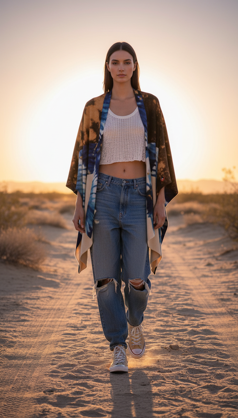 Bleached Shibori All-Season Soft Touch Shawl