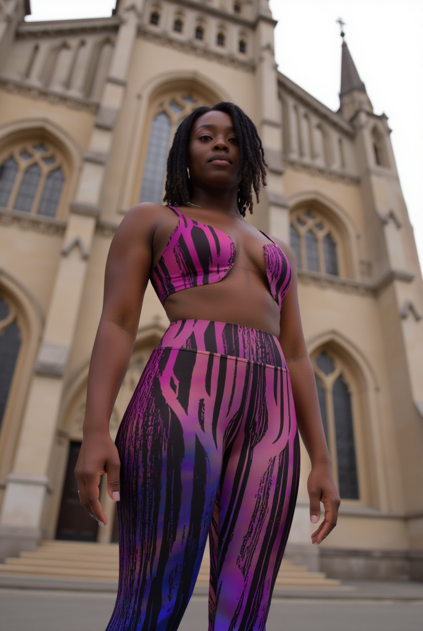 Cyberpunk Woodgrain Sherbert High Waist Leggings