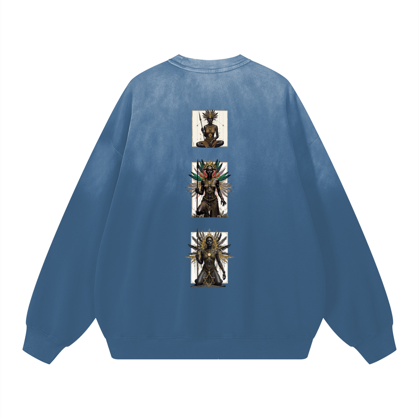 Amaru Khan Stars Handcrafted Vintage Wash Drop-Shoulder Sweatshirt