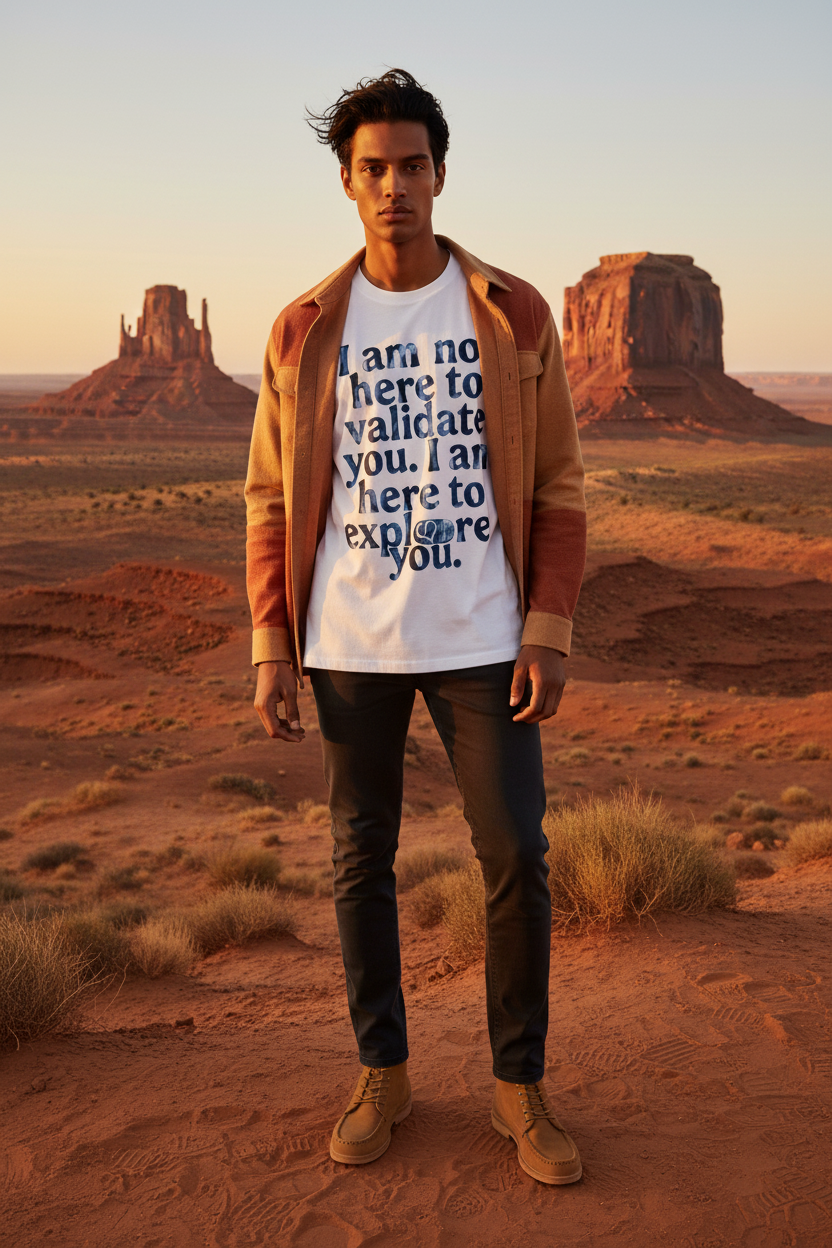 I AM HERE Oversized Contrast-Stitched Cotton Tee