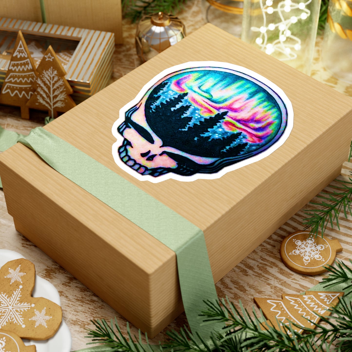 Aurora Borealis Skull Stickers