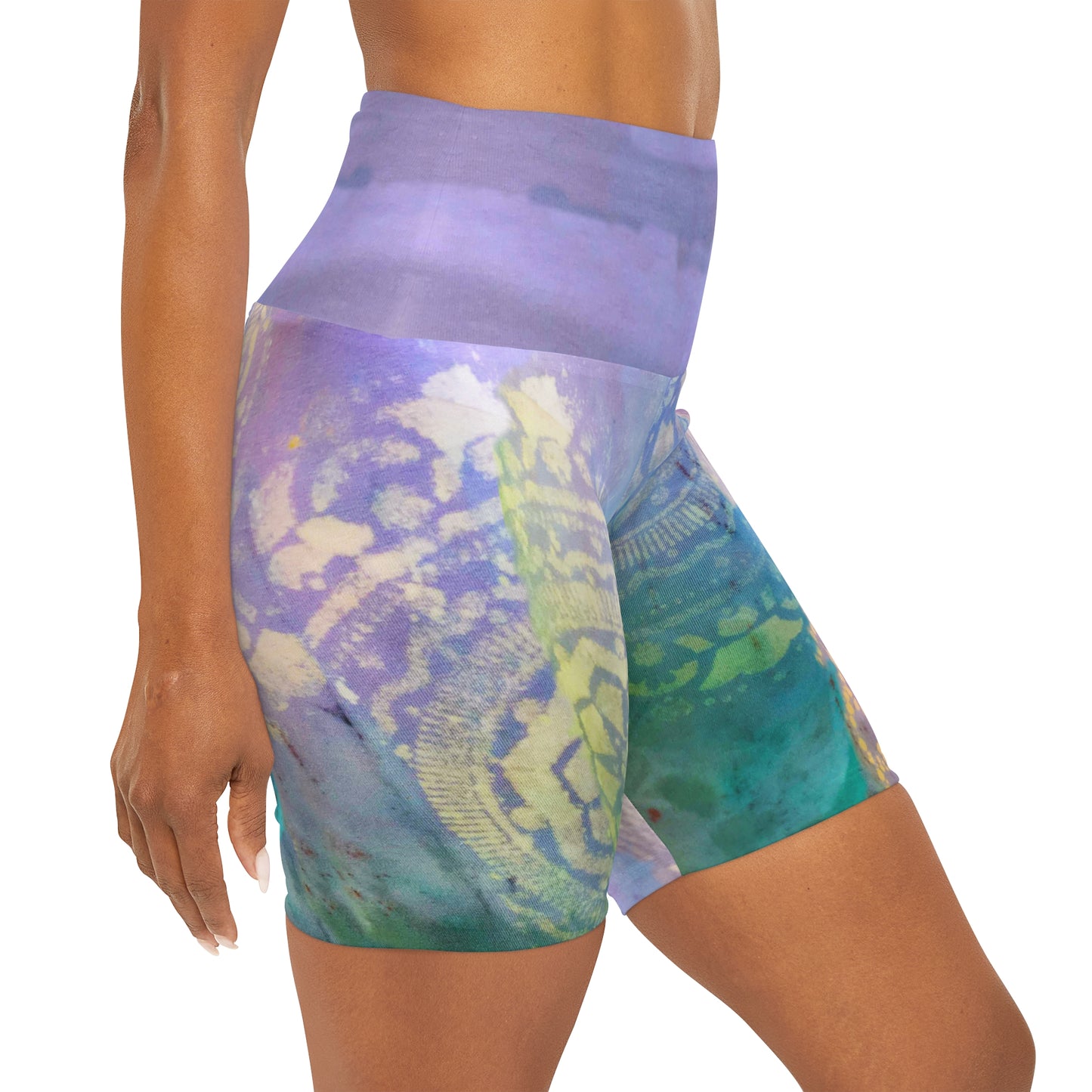 Whimsical High Waisted Yoga Shorts