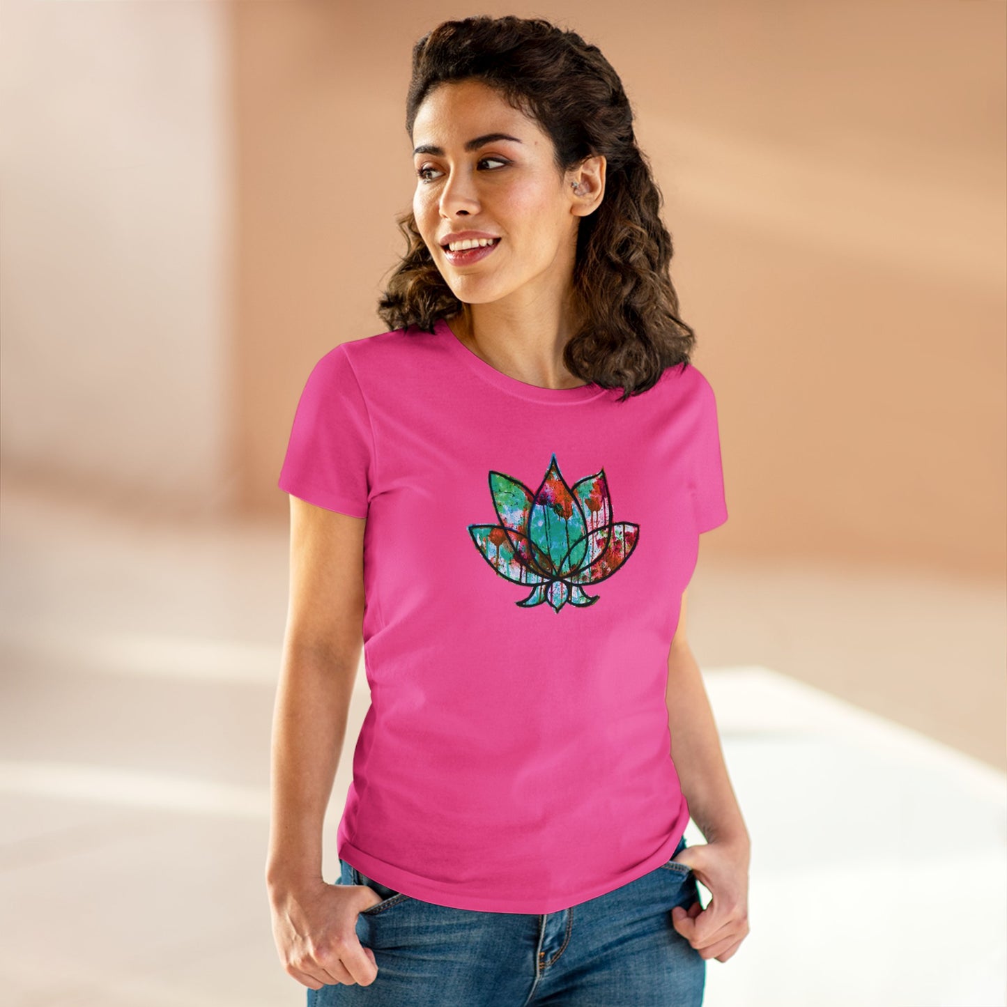 Graffiti Lotus Bloom Women's Cotton Tee