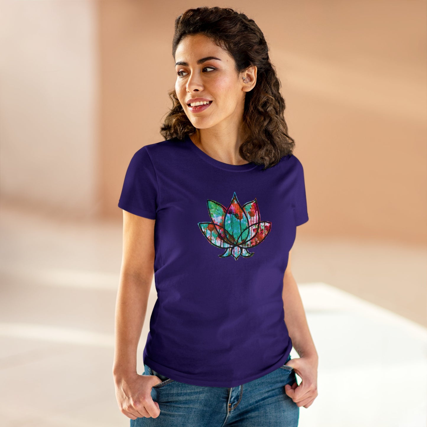 Graffiti Lotus Bloom Women's Cotton Tee