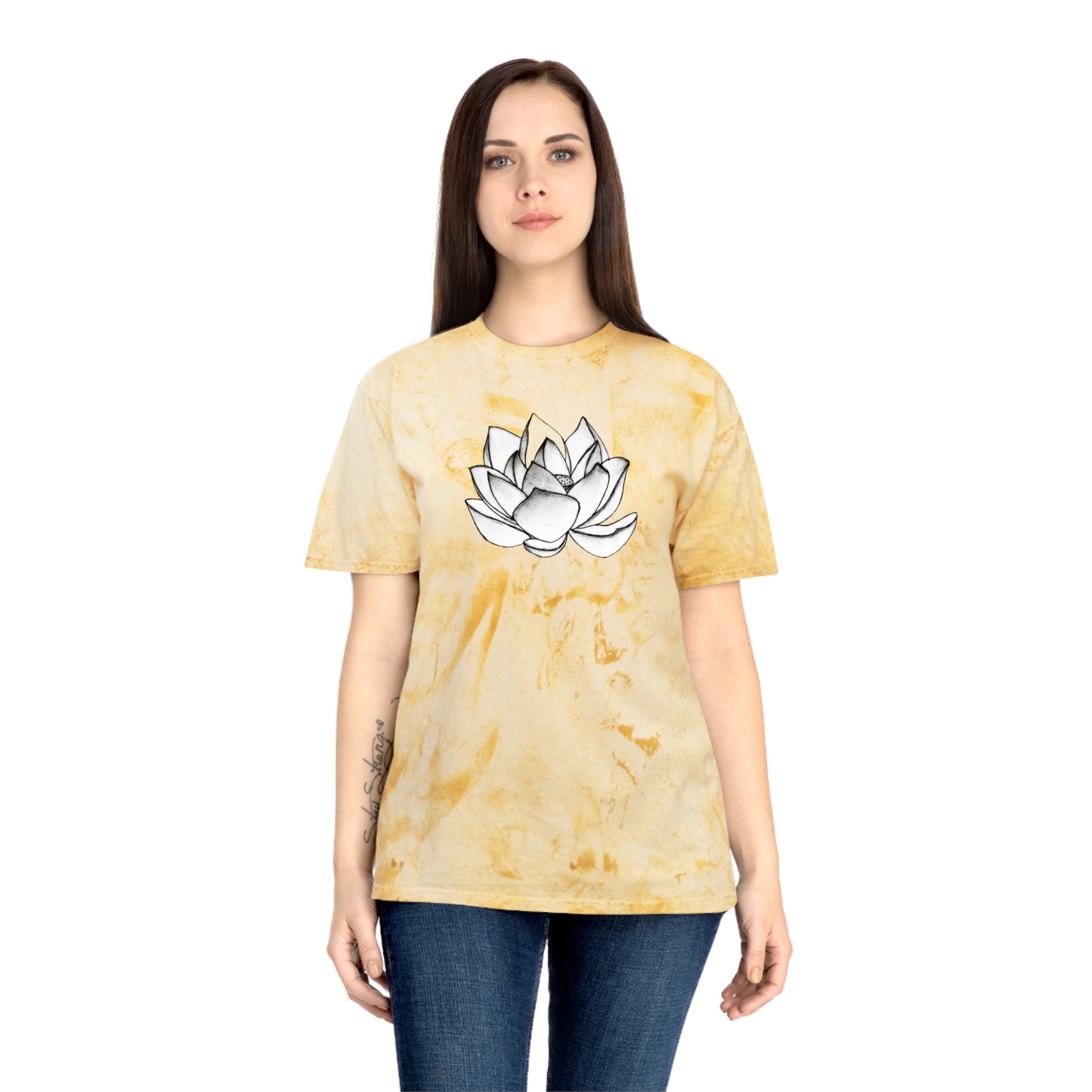 Lotus Flower Sketch Industrial Dye Premium T-Shirt