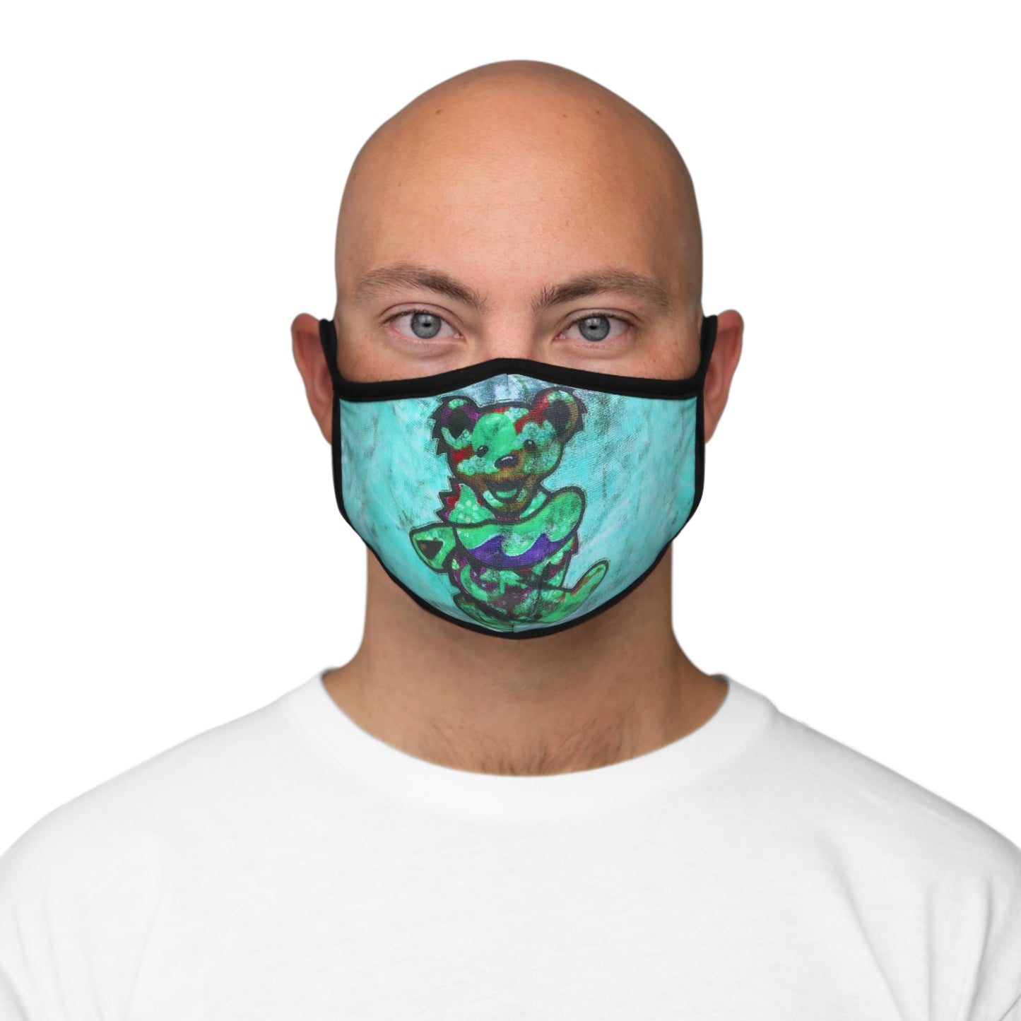 Grateful Ted Teal Fitted Face Mask