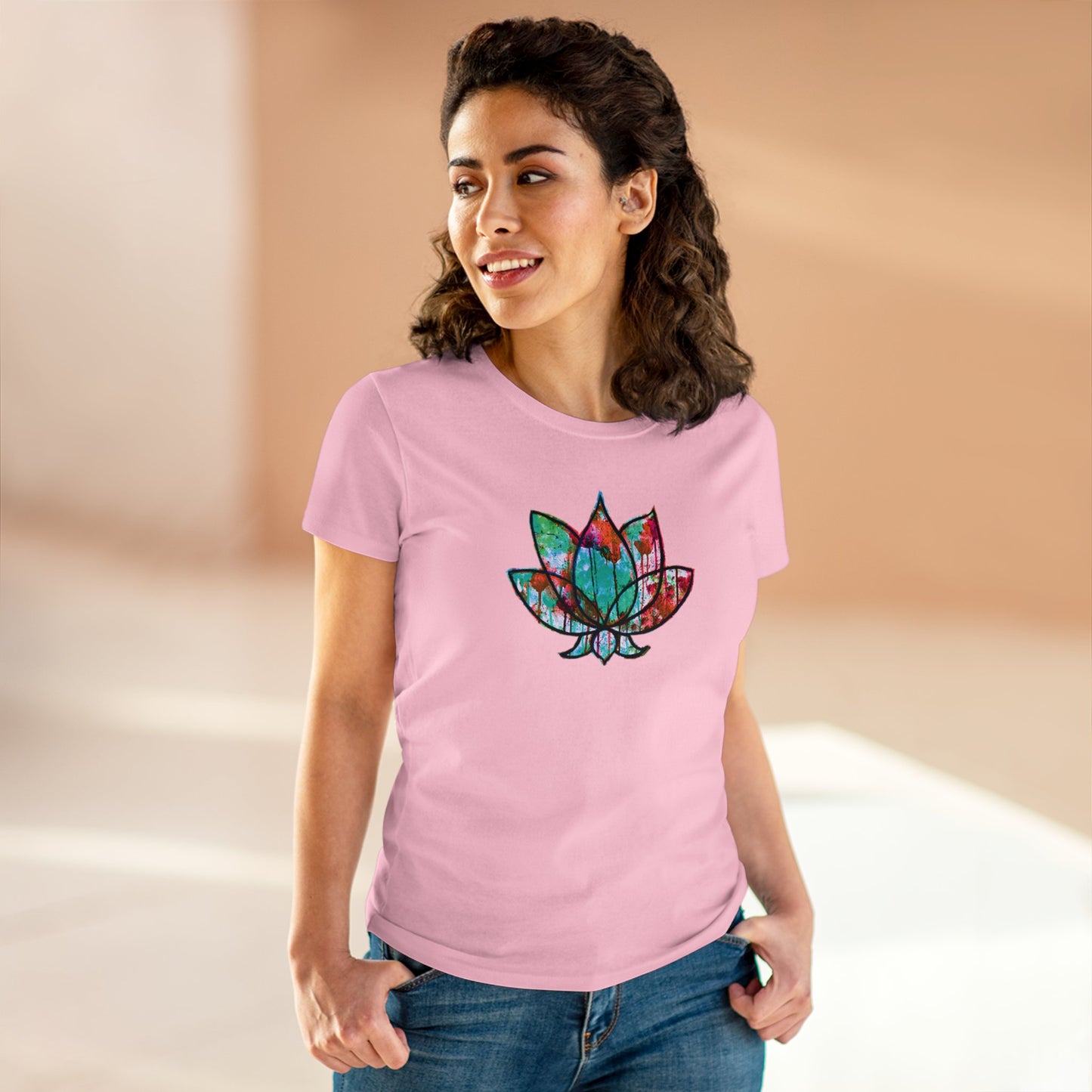 Graffiti Lotus Bloom Women's Cotton Tee