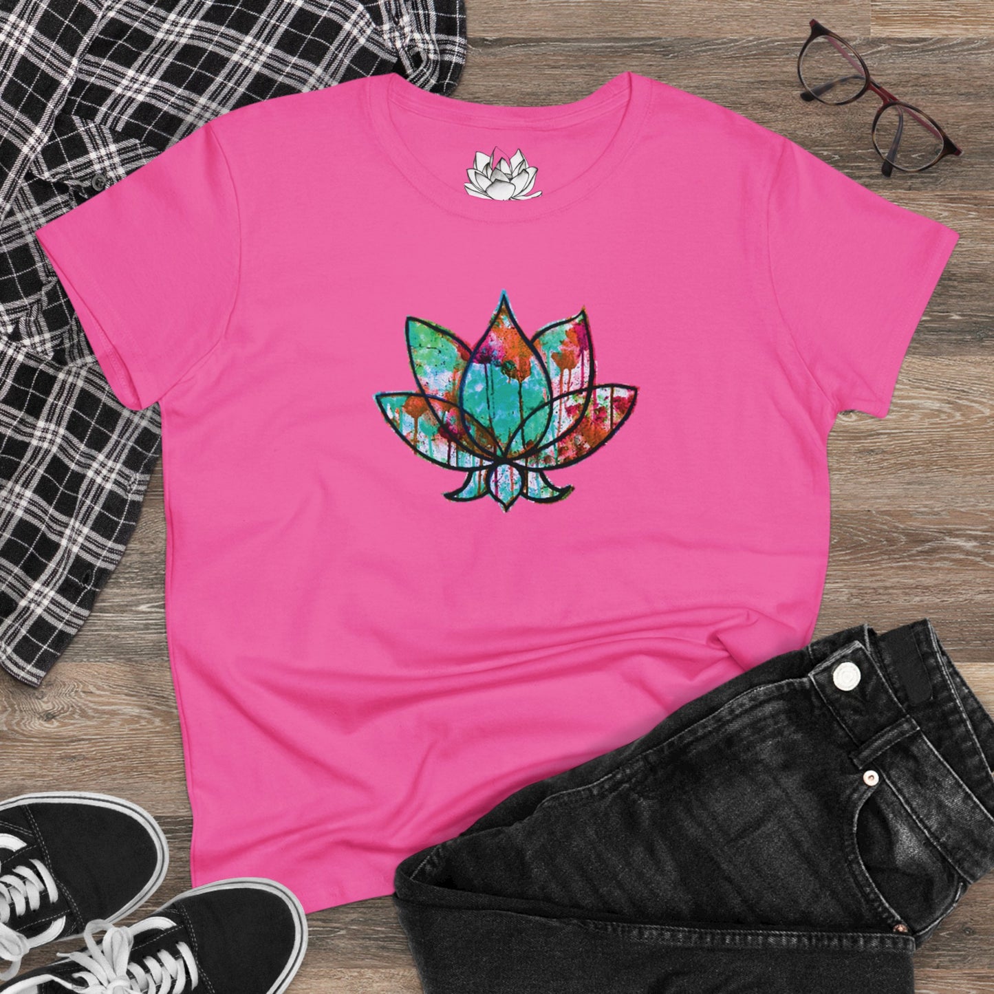 Graffiti Lotus Bloom Women's Cotton Tee