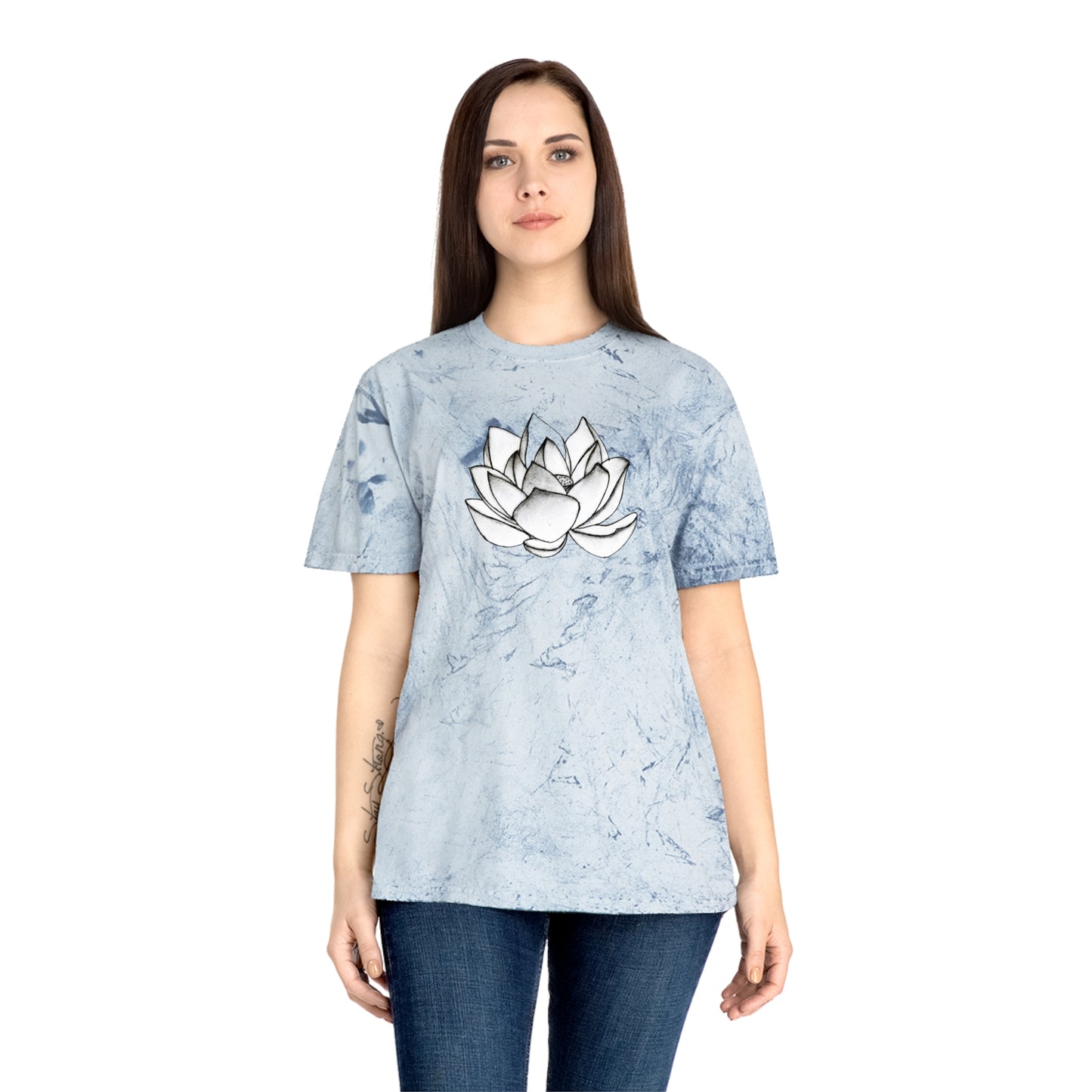 Lotus Flower Sketch Industrial Dye Premium T-Shirt