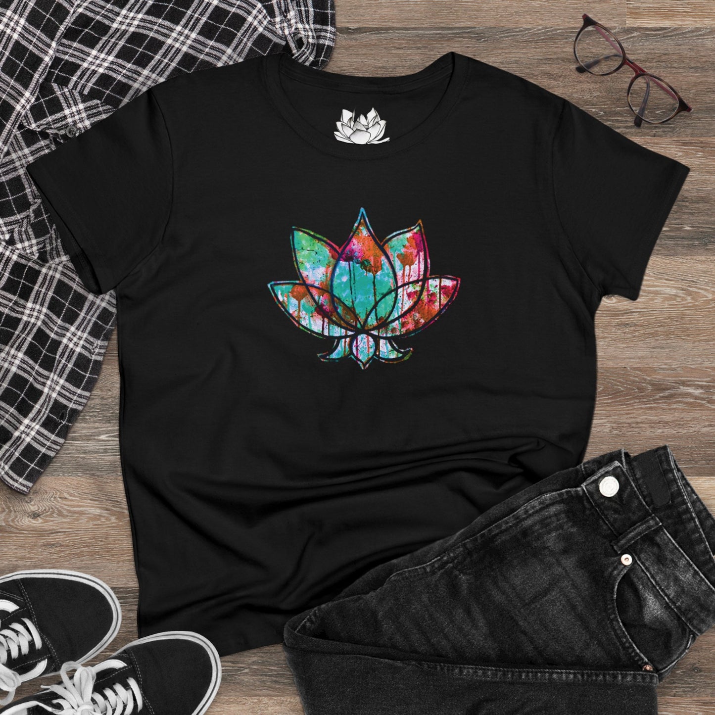 Graffiti Lotus Bloom Women's Cotton Tee