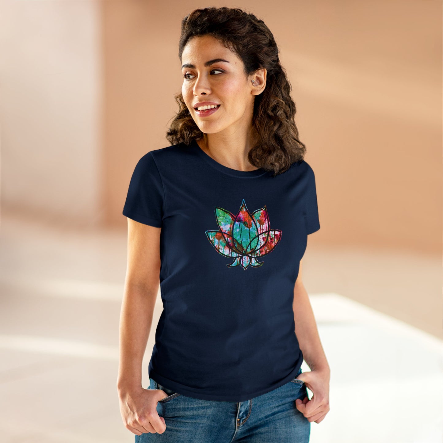 Graffiti Lotus Bloom Women's Cotton Tee