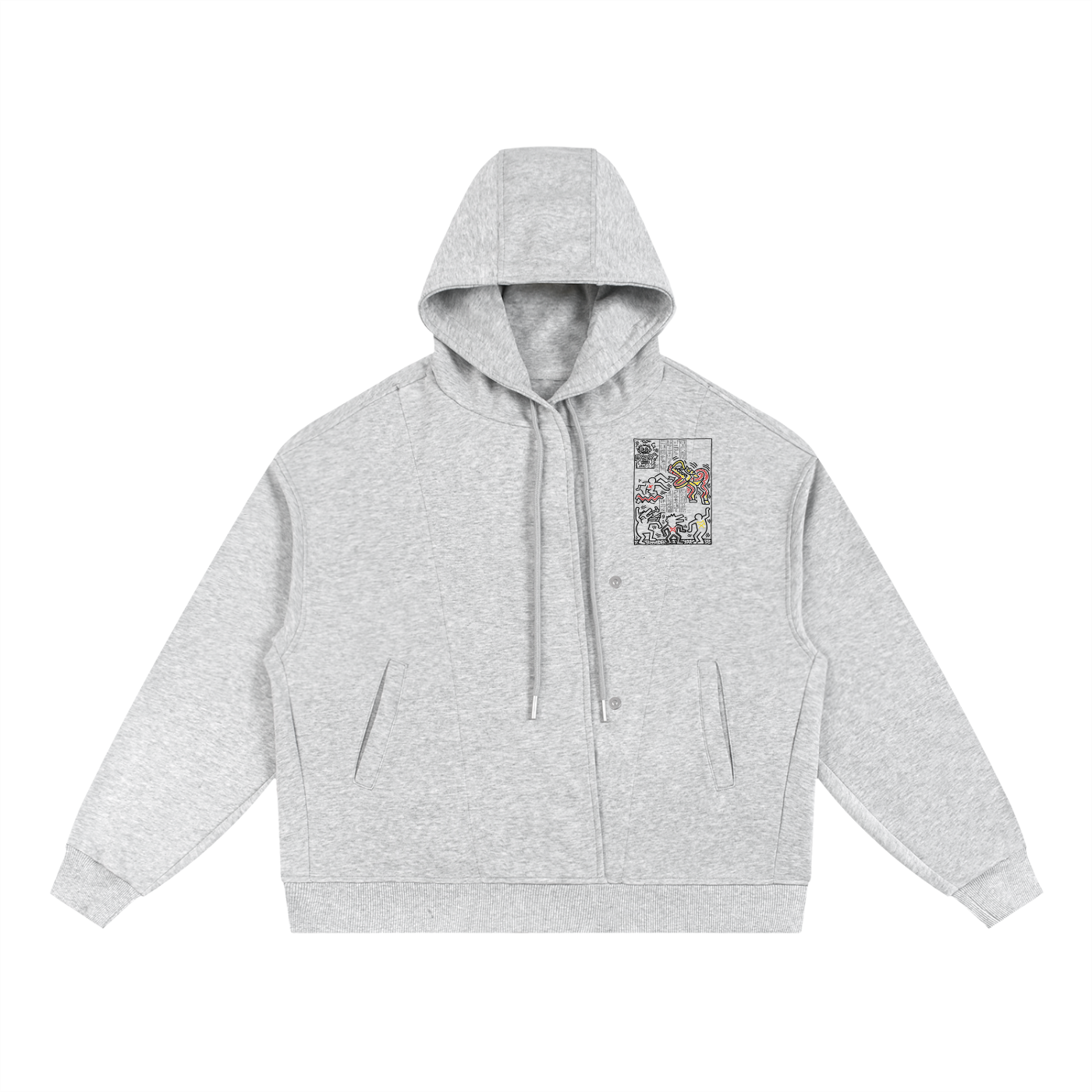 Boxy Button Placket Hoodie