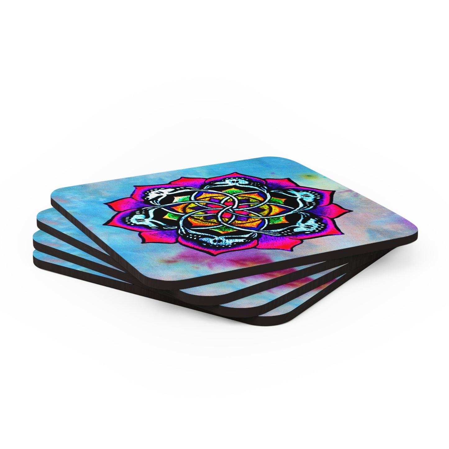 Dead Mandala Corkwood Coasters