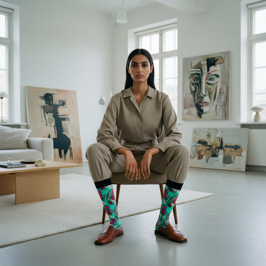 LOVE PILL Cushioned Crew Socks Teal Froth