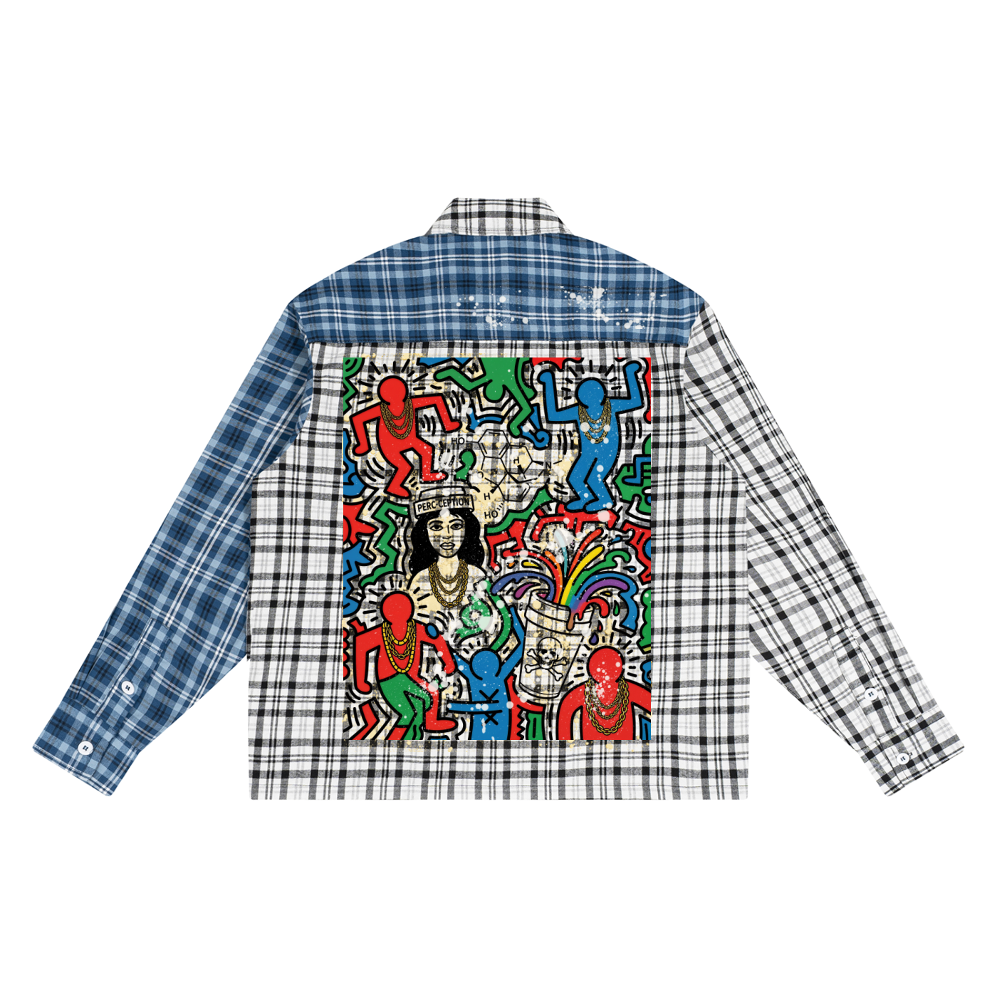 Life of the Party Unisex Oversized Plaid Color Block Shirt