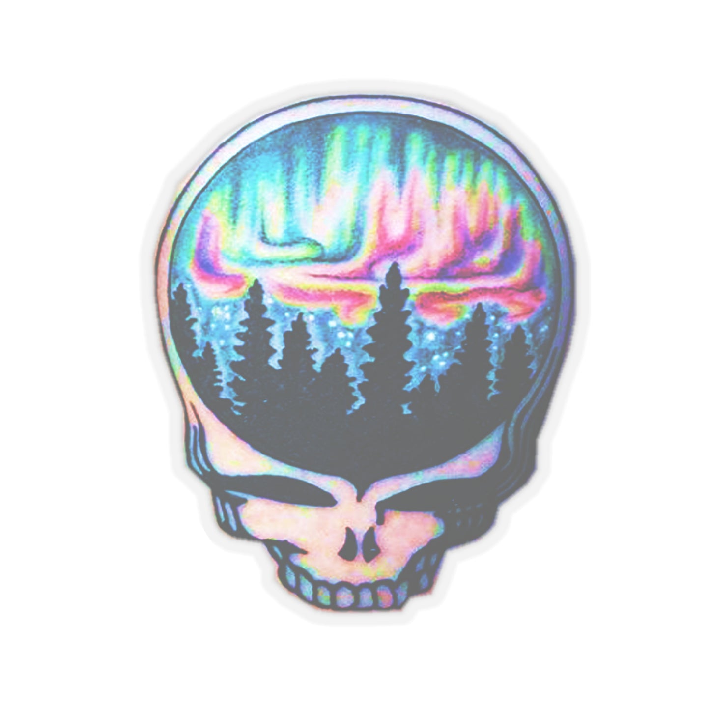 Aurora Borealis Skull Stickers