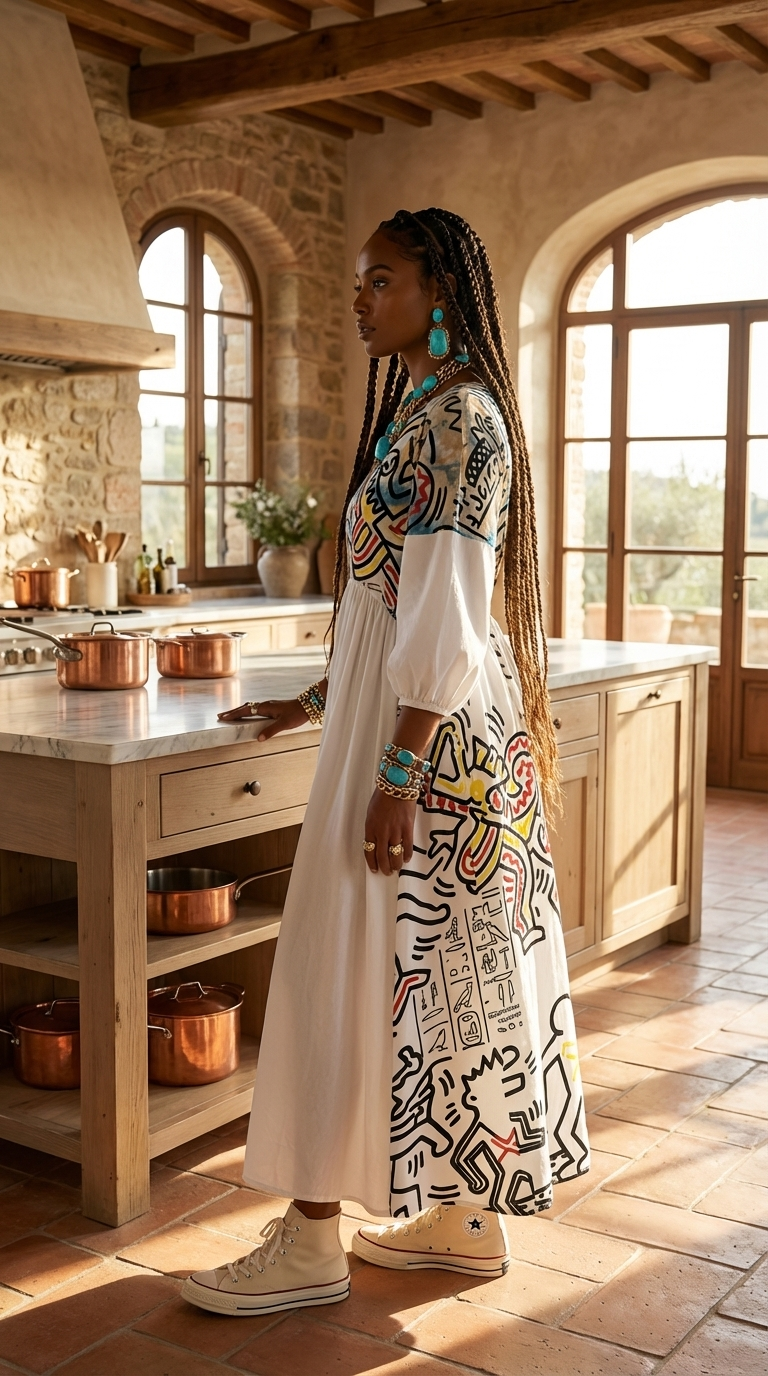 1990's Hieroglyphs Women's Long Sleeve Dress