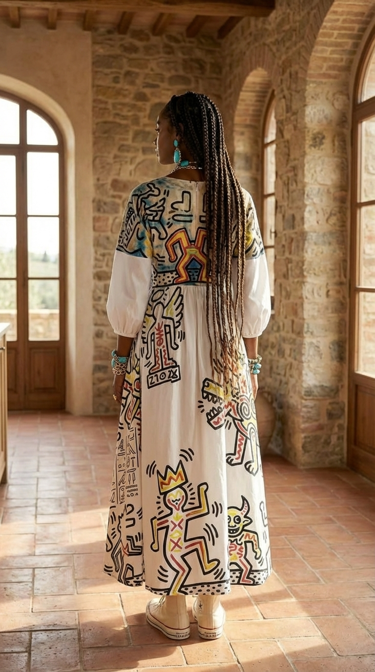 1990's Hieroglyphs Women's Long Sleeve Dress