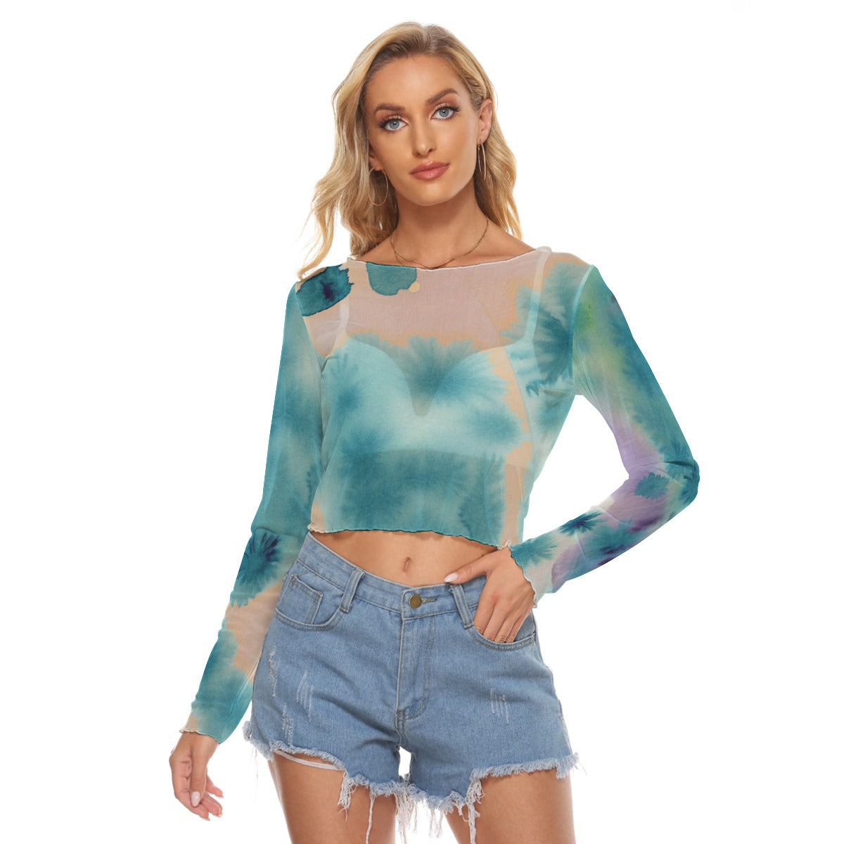 Watercolor Smudge Women's Mesh Long Sleeves T-shirt