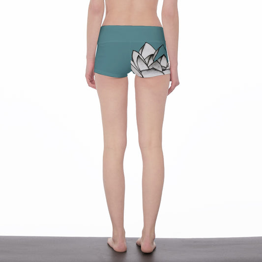 Lotus Sketch Women's Yoga Shortie Shorts