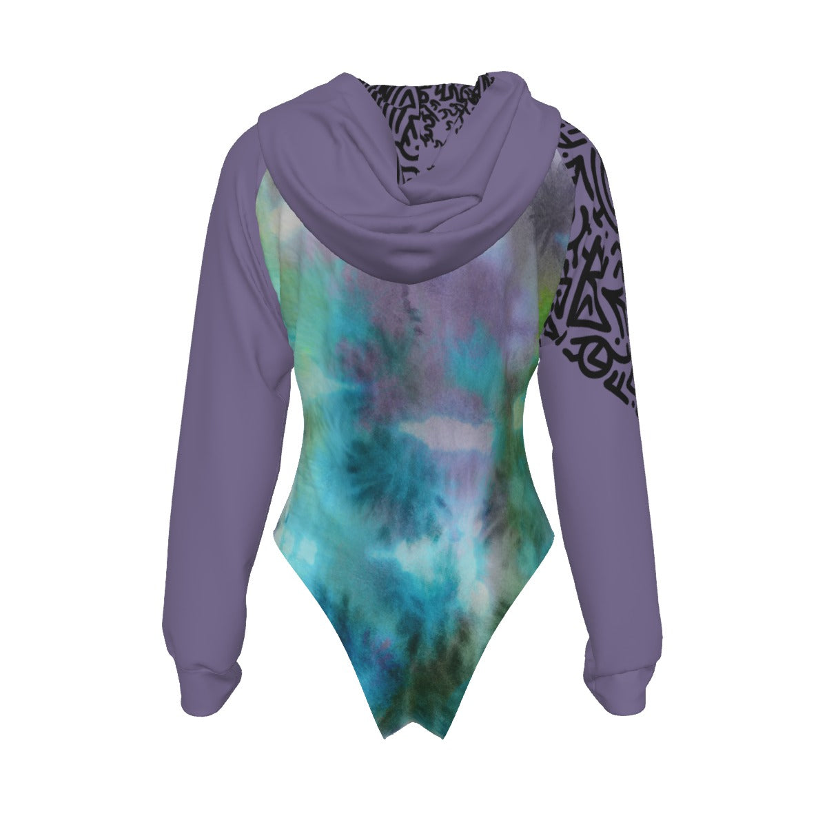 Watercolor Squiggle Art Women's Raglan Sleeve Hooded Bodysuit