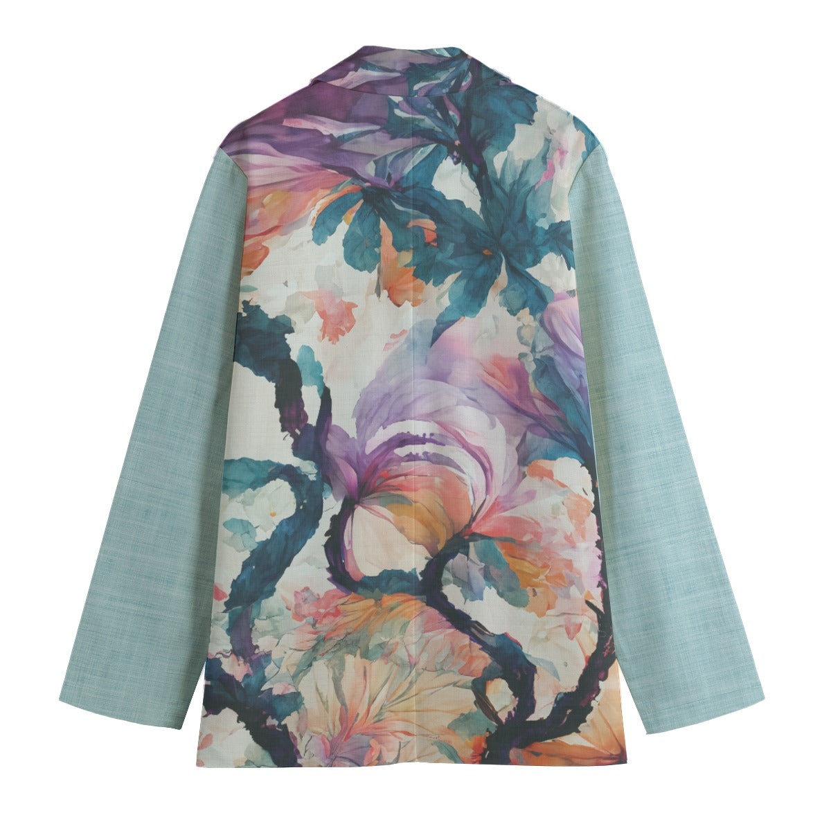 Watercolor Floral Women's Leisure Blazer in 100% Cotton