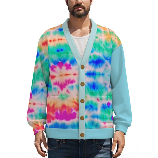 Shibori Rainbow Unisex Knitted Fleece Cardigan