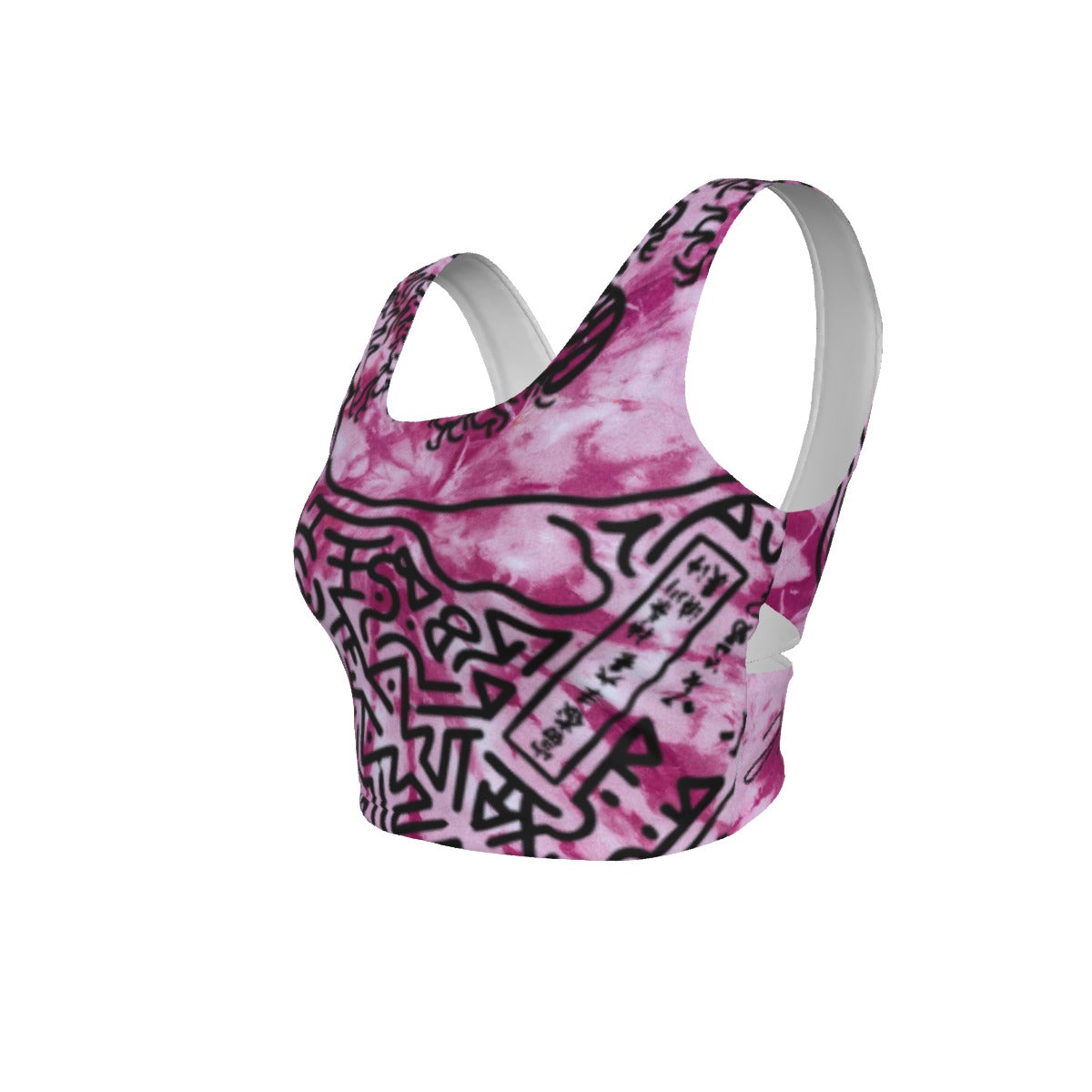 Shibori Blush Wave Women's Back Cross Sports Bra