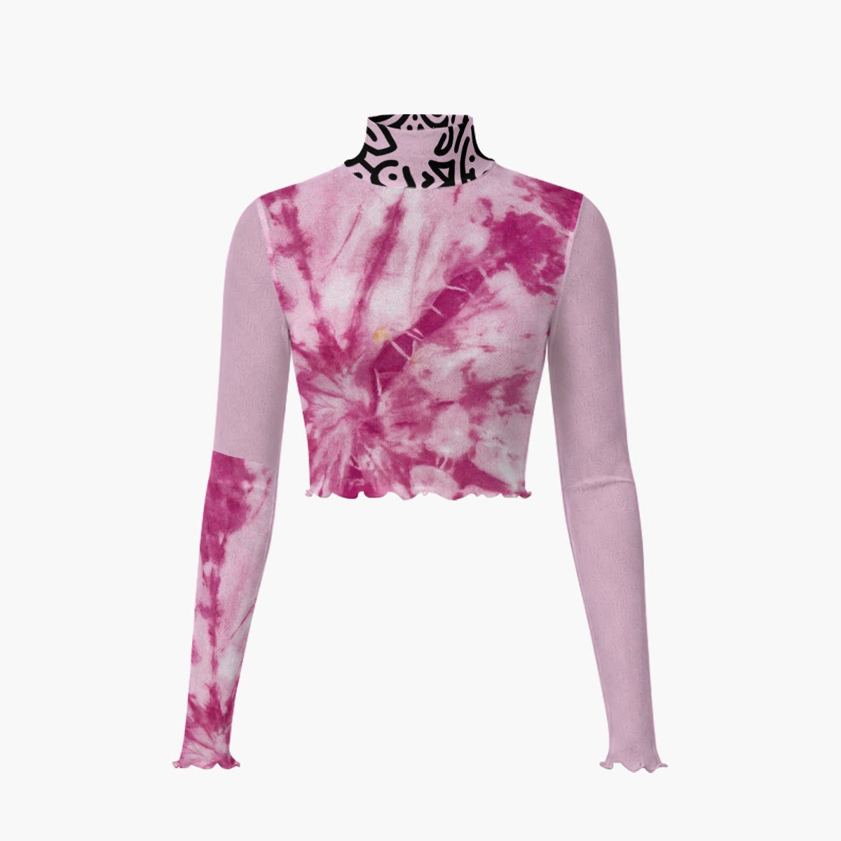 Tye Dye Swirl Women's High Neck Skirt Set With Thumb Hole