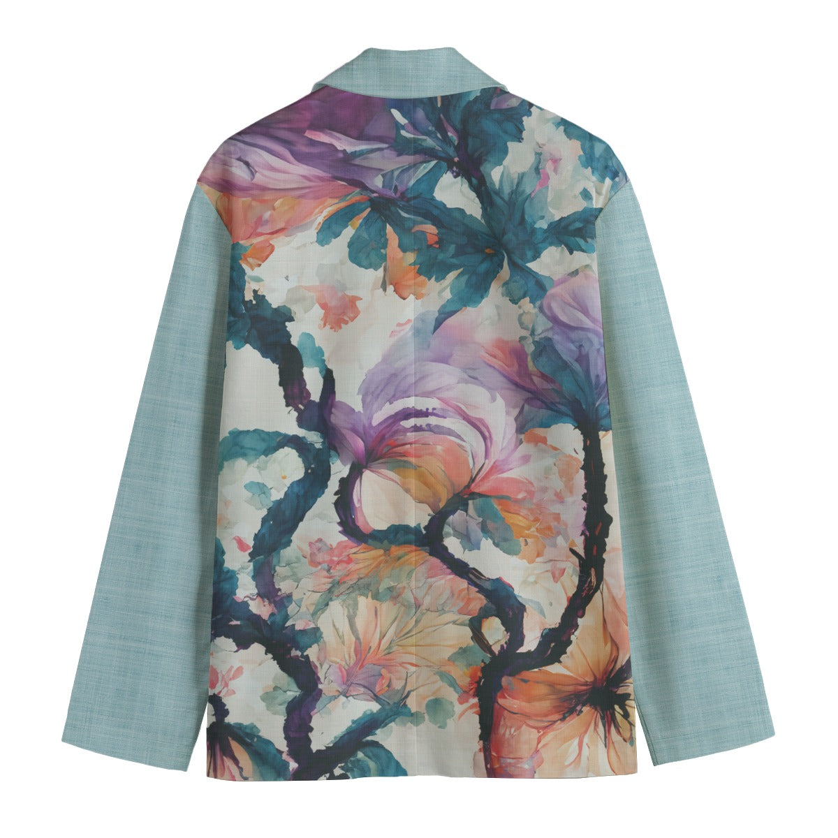 Watercolor Brushed Orchids Cotton Blazer Jacket