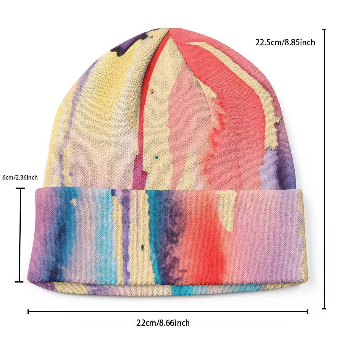 Watercolor Dripp Print Knitted Hat Beanie Cap