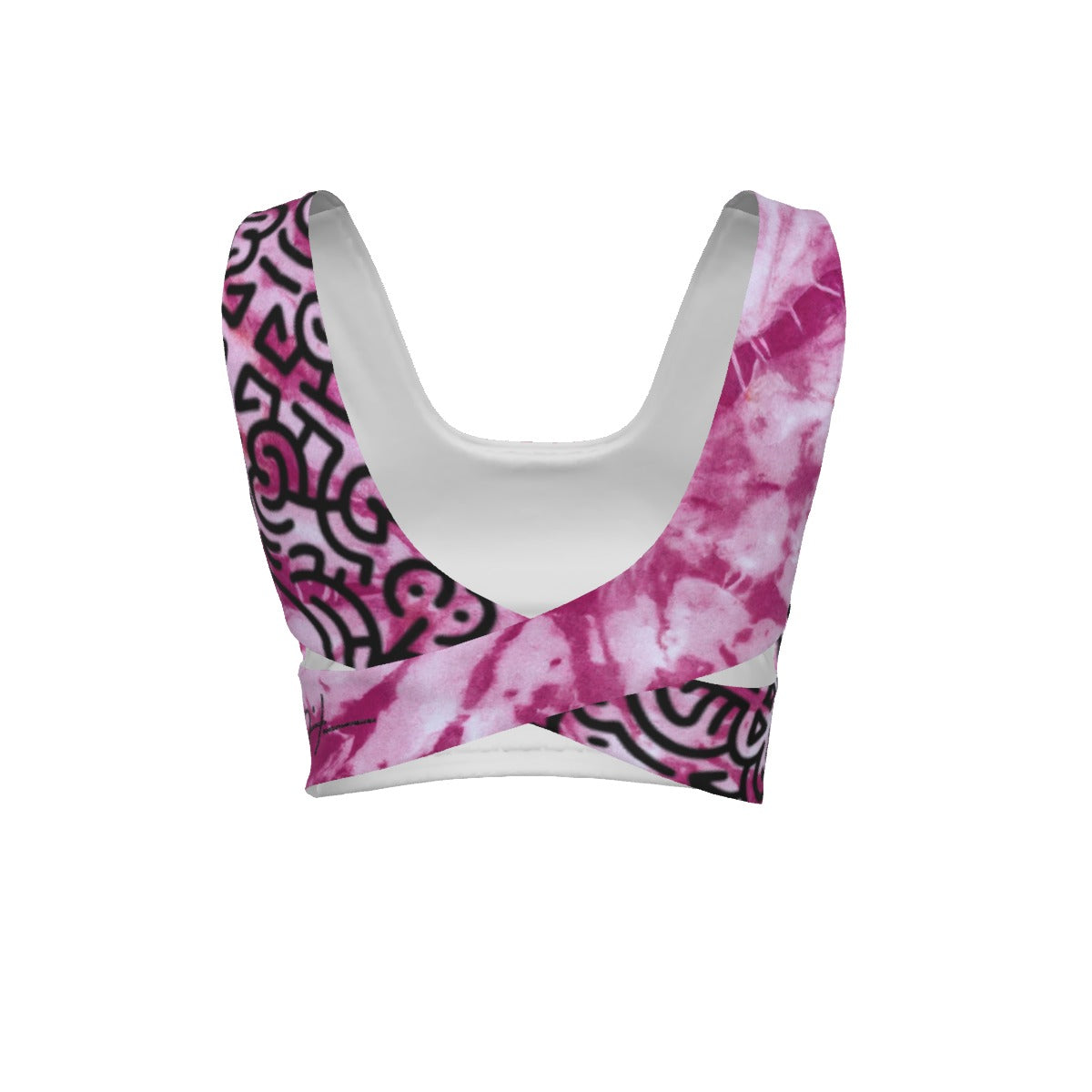 Shibori Blush Wave Women's Back Cross Sports Bra