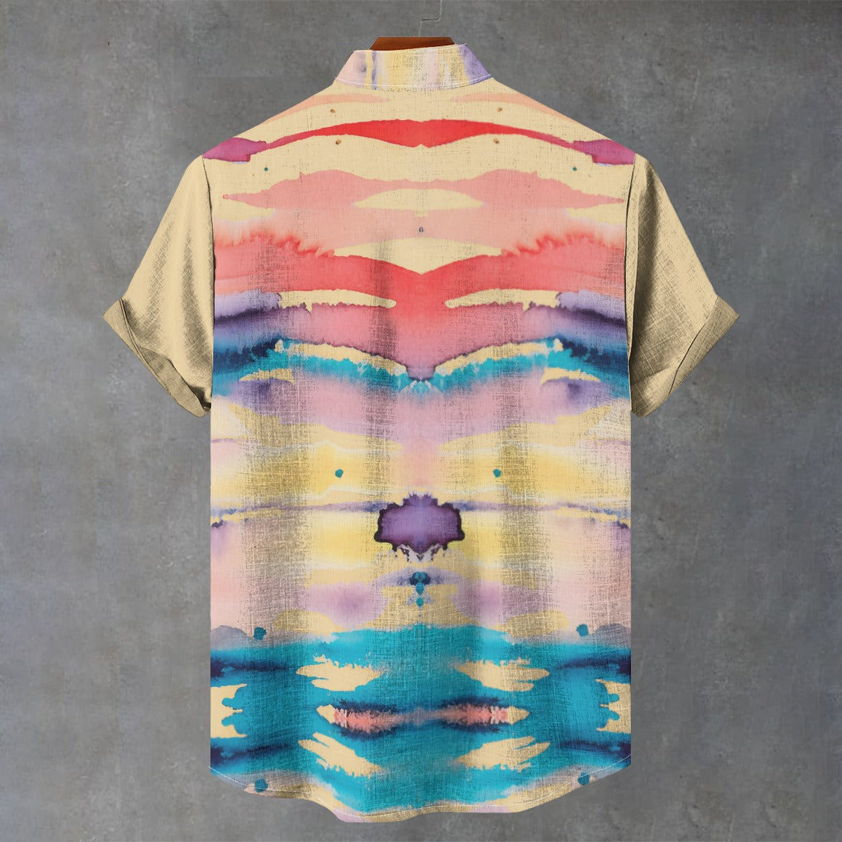 Watercolor Drip Print Men's Stand Collar Shirt