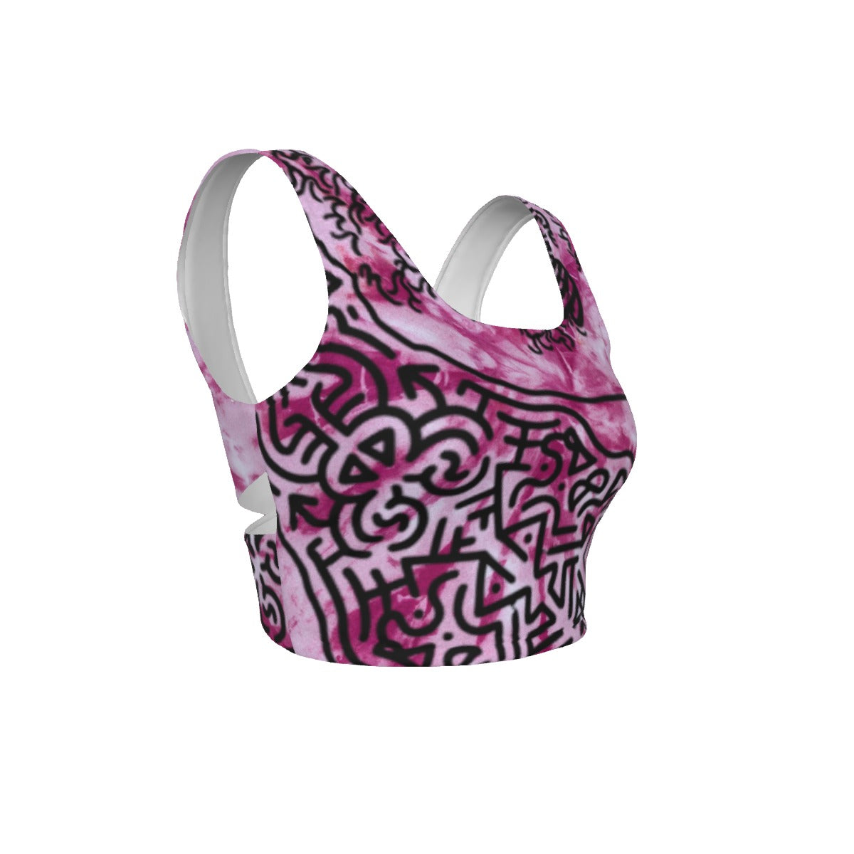 Shibori Blush Wave Women's Back Cross Sports Bra