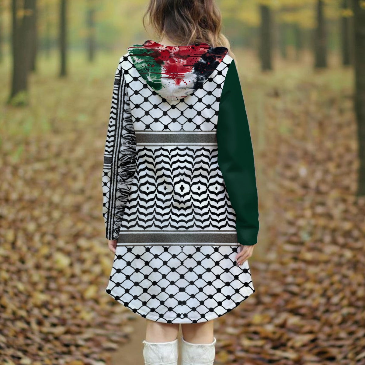 Keffiyeh Print Women's Longline Hoodie Dress