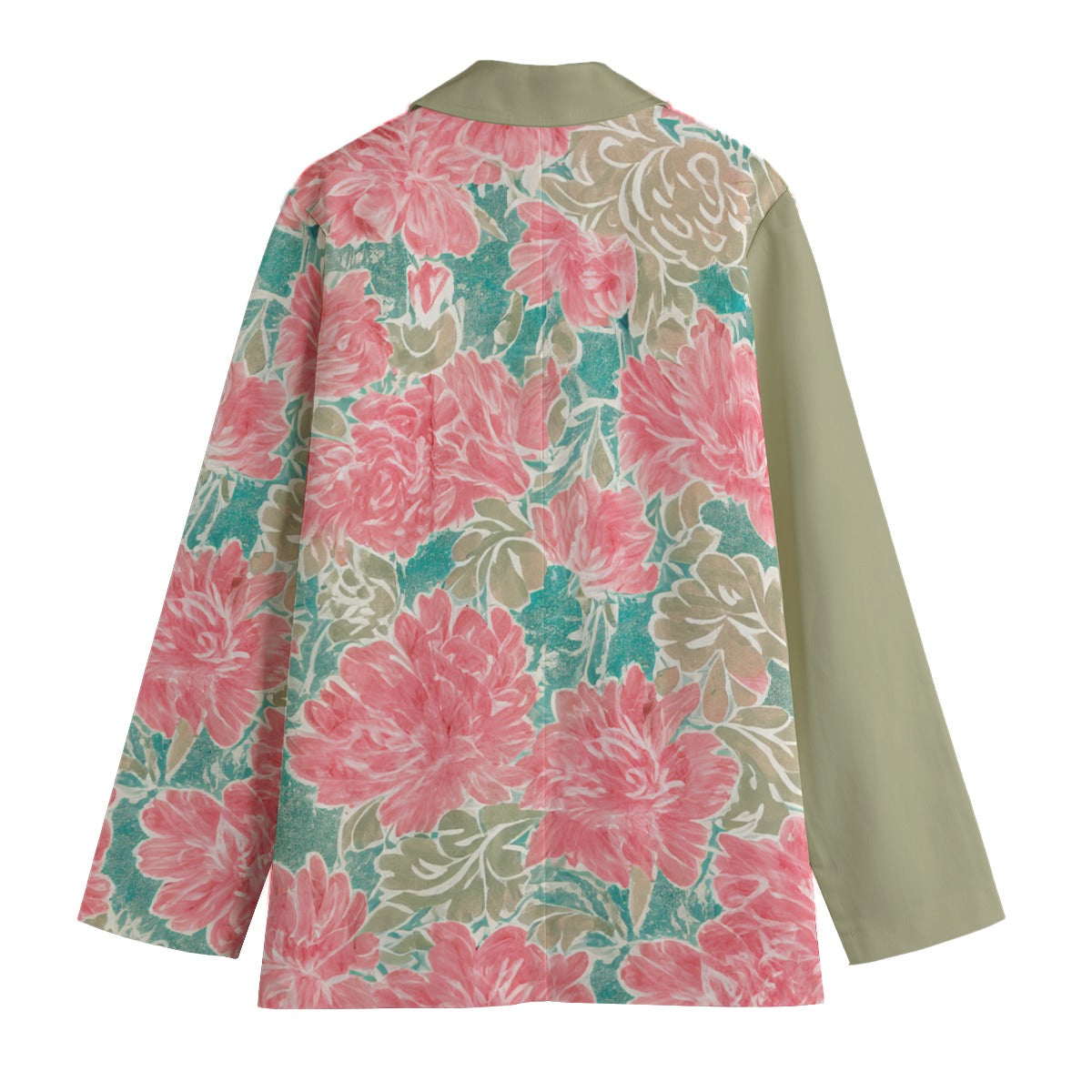 Watercolor Print Floral 2 Women's Leisure Cotton Blazer