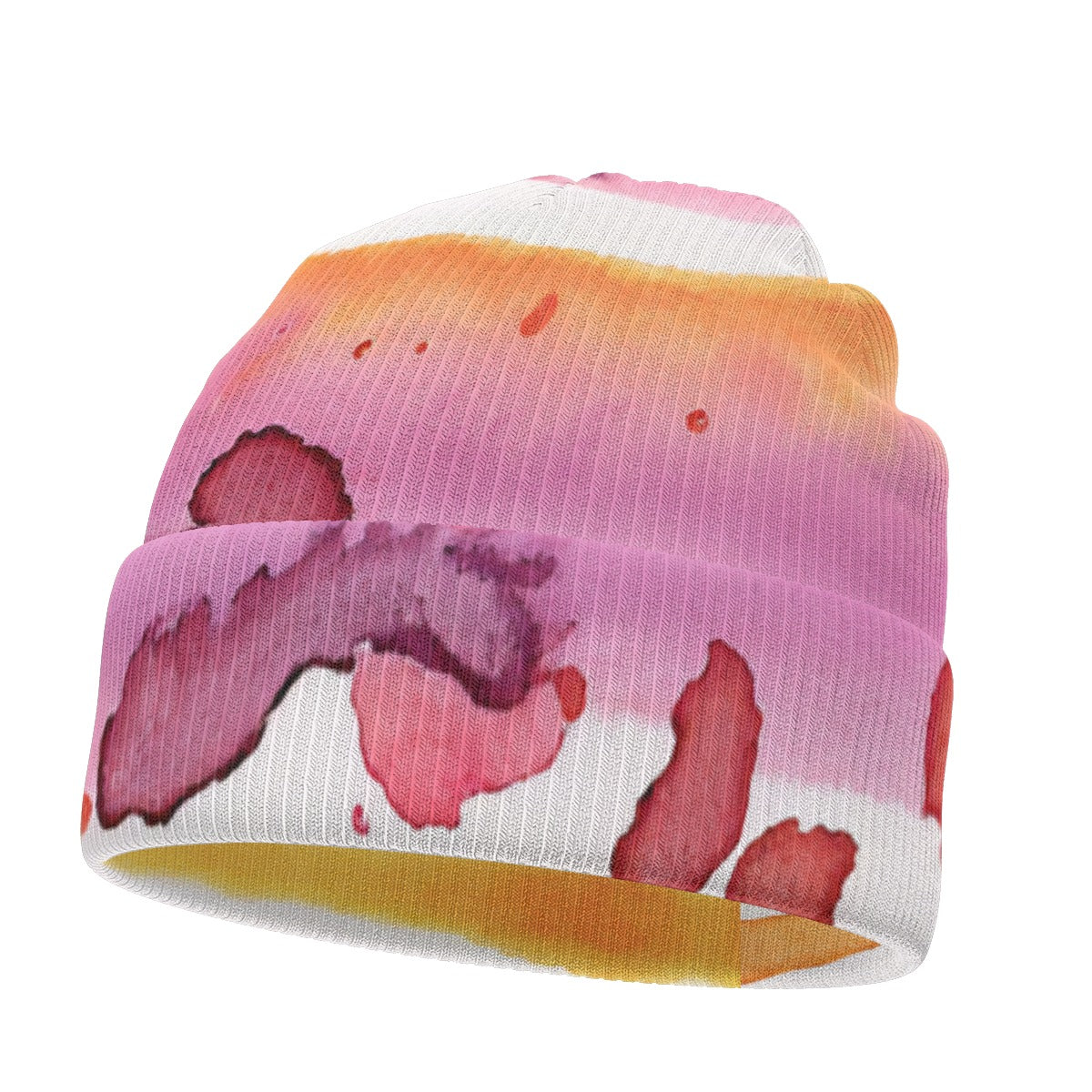 Watercolor Splatter Print Knitted Hat Beanie Cap