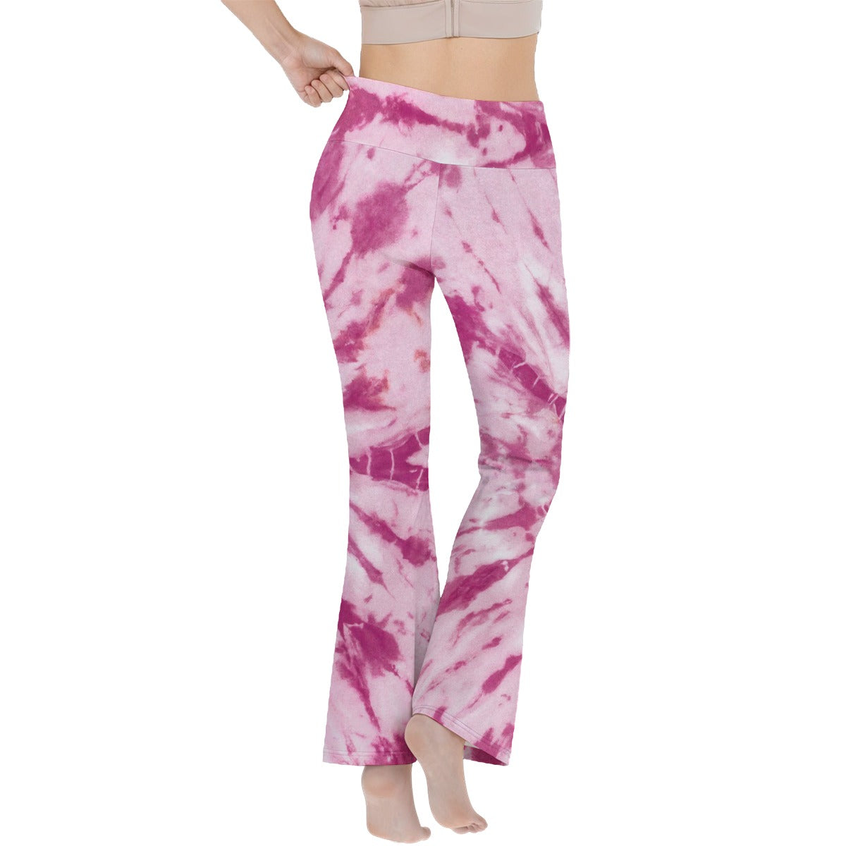 Shibori Blush Women's Fold Waist Yoga Pants