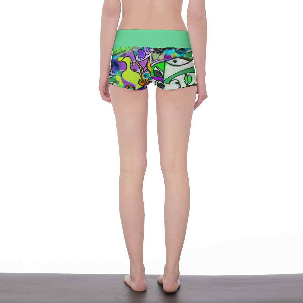 Cubism Print Women's Yoga Shortie Shorts