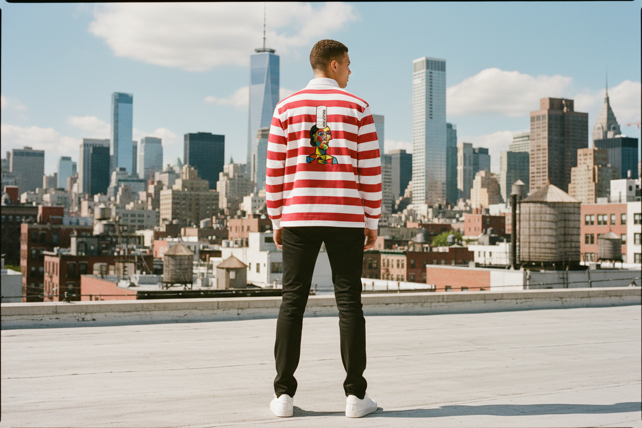 PERC CEPTION Color Block Stripe Polo Shirt