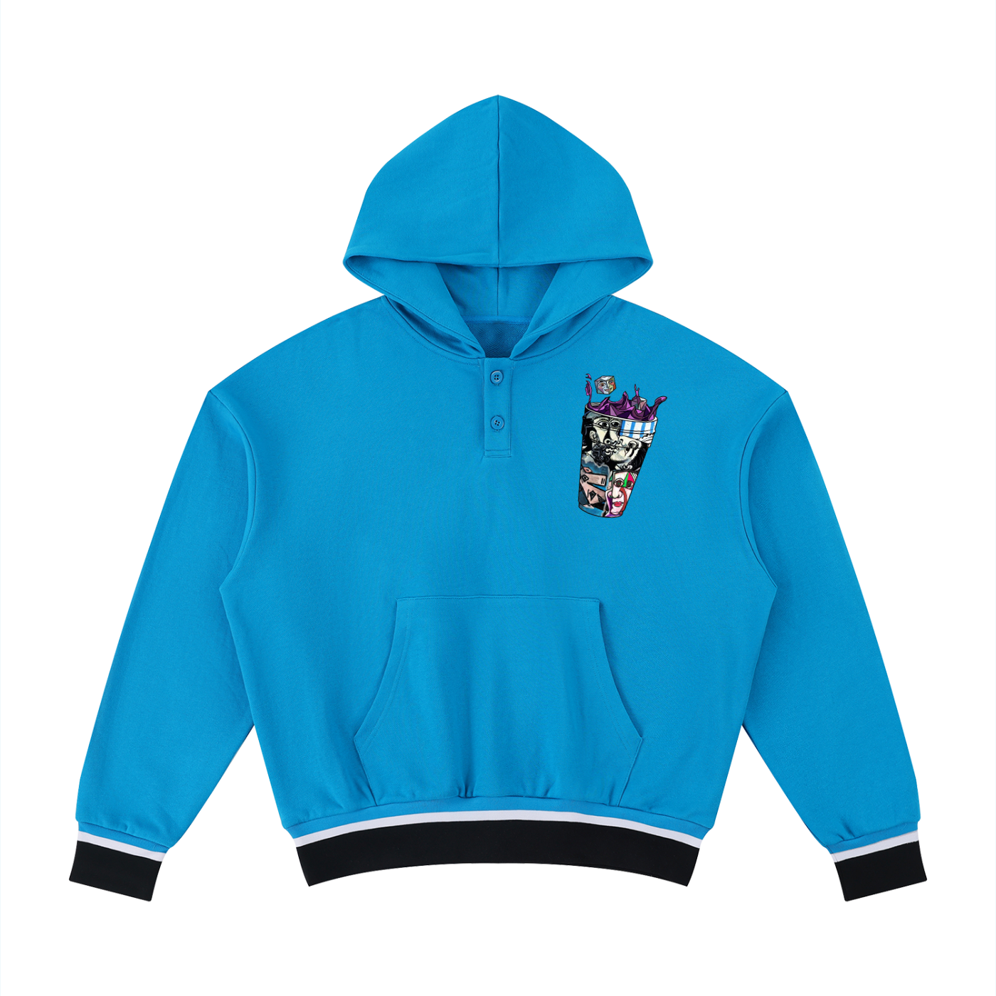 Picasso Flight Unisex Oversized Color Block Boxy Hoodie