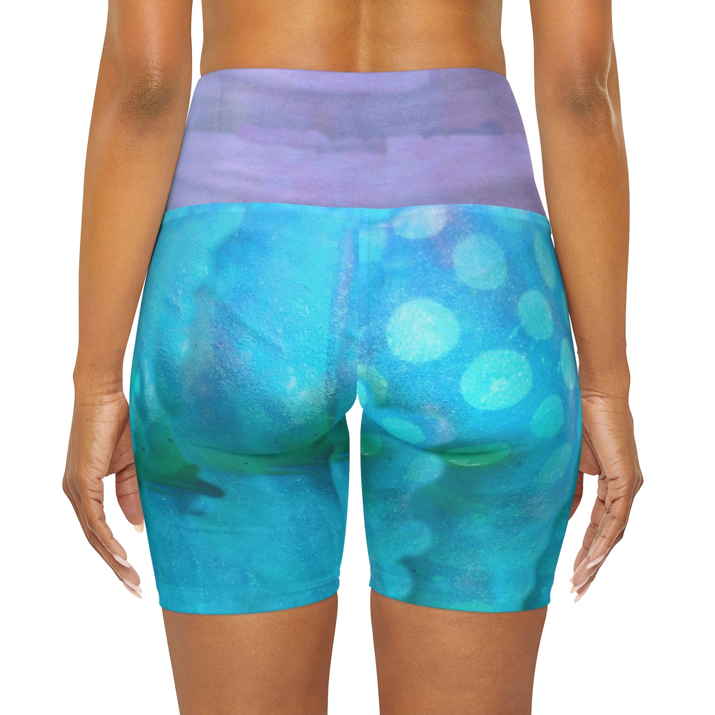 Water Dots High Waisted Yoga Shorts