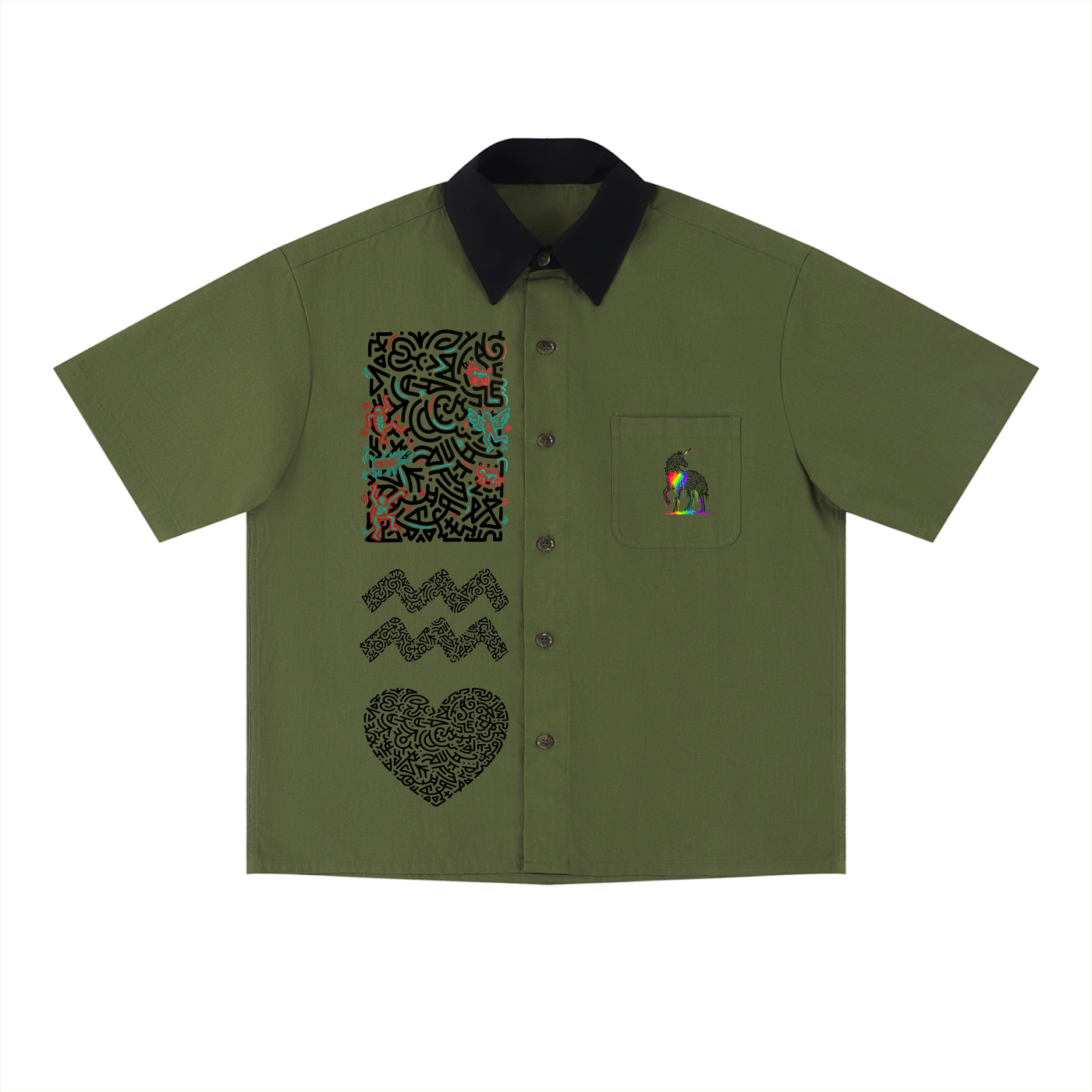 SQUIGGLE Unisex Color Block Short Sleeve Shirt