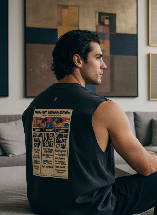 304 Festival Poster Men's Washed Distressed Cotton Tank