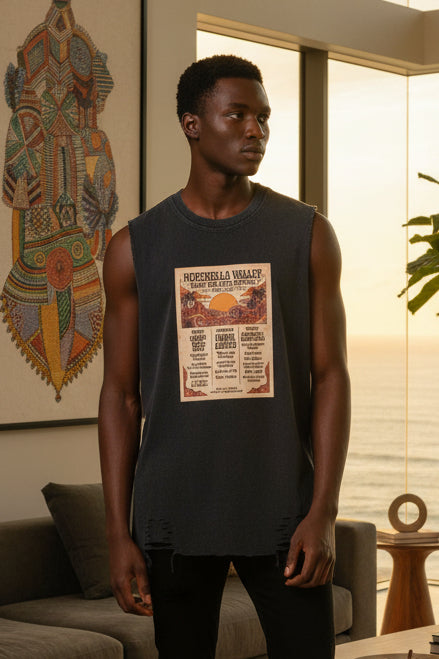 304 Festival Poster Men's Washed Distressed Cotton Tank