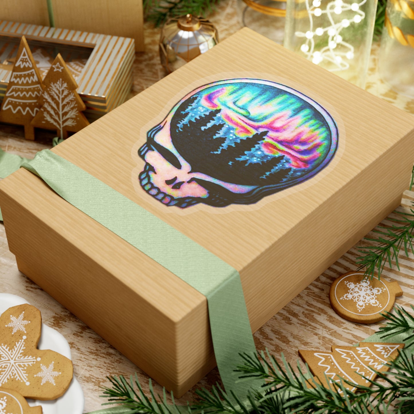 Aurora Borealis Skull Stickers