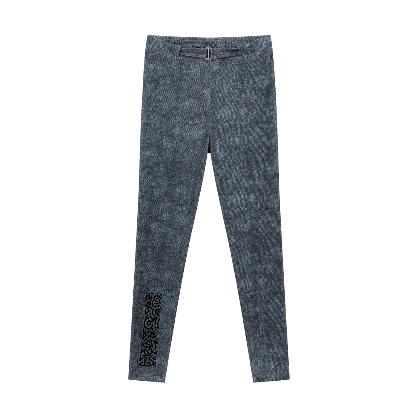 SQUIGGLE Women's Faux Denim Zip-Fly Leggings